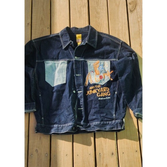 Vintage Platinum FUBU Fat Albert And The Junkyard Gang Spellout Denim Jacket 2XL - Picture 1 of 6